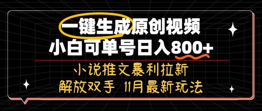（13215期）11月最新玩法小说推文暴利拉新，一键生成原创视频，小白可单号日入800+…-他山创业网