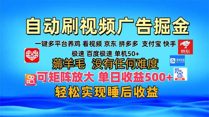 （13223期）多平台 自动看视频 广告掘金，当天变现，收益300+，可矩阵放大操作-他山创业网