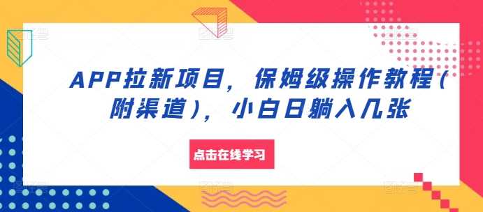 APP拉新项目，保姆级操作教程(附渠道)，小白日躺入几张【揭秘】-他山创业网
