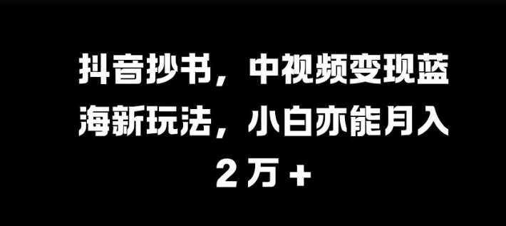 抖音抄书，中视频变现蓝海新玩法，小白亦能月入 过W【揭秘】-他山创业网
