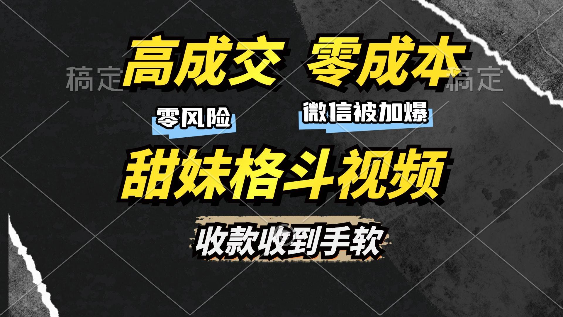 （13384期）高成交零成本，售卖甜妹格斗视频，谁发谁火，加爆微信，收款收到手软-他山创业网