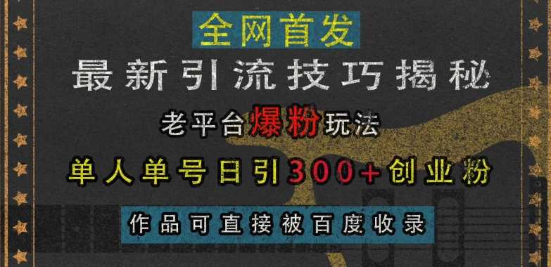 最新引流技巧揭秘，老平台爆粉玩法，单人单号日引300+创业粉，作品可直接被百度收录-他山创业网
