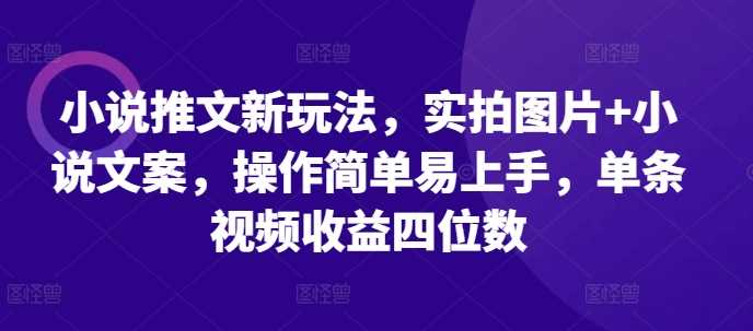 小说推文新玩法，实拍图片+小说文案，操作简单易上手，单条视频收益四位数-他山创业网