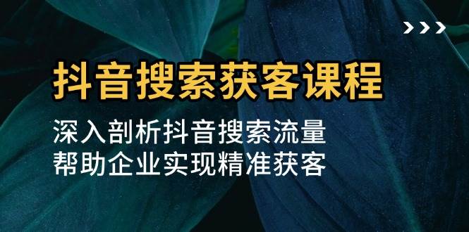 抖音搜索获客课程：深入剖析抖音搜索流量，帮助企业实现精准获客-他山创业网