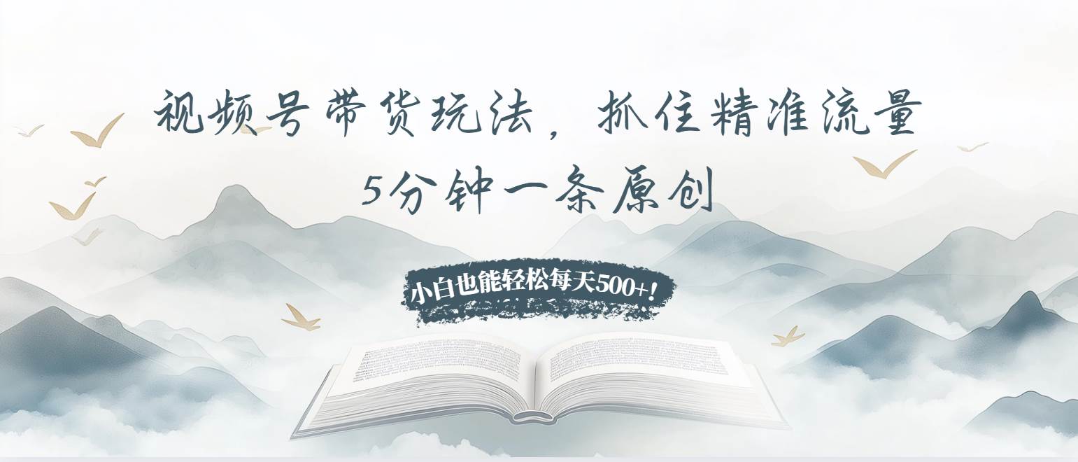 （13492期）视频号带货玩法，抓住精准流量，5分钟一条原创，小白也能轻松每天500+！-他山创业网