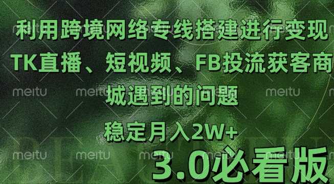 利用跨境电商网络及搭建TK直播、短视频、FB投流获客以及商城遇到的问题进行变现3.0必看版【揭秘】-他山创业网
