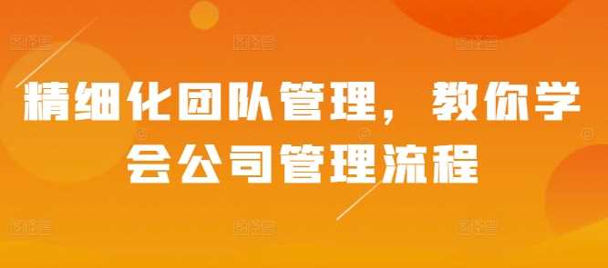 精细化团队管理，教你学会公司管理流程-他山创业网