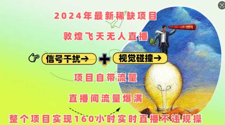 2024年最新稀缺项目敦煌飞天无人直播，项目自带流量，流量爆满，实现160小时实时直播不违规操-他山创业网