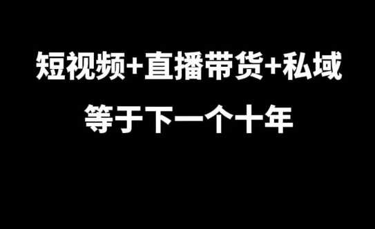 短视频+直播带货+私域等于下一个十年，大佬7年实战经验总结-他山创业网