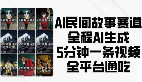 AI民间故事赛道，全程AI生成5分钟一条视频，全平台通吃-他山创业网