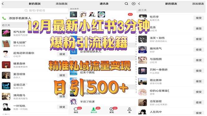 （13653期）12月最新小红书3分钟爆粉引流秘籍 精准私域流量变现 日引500+-他山创业网