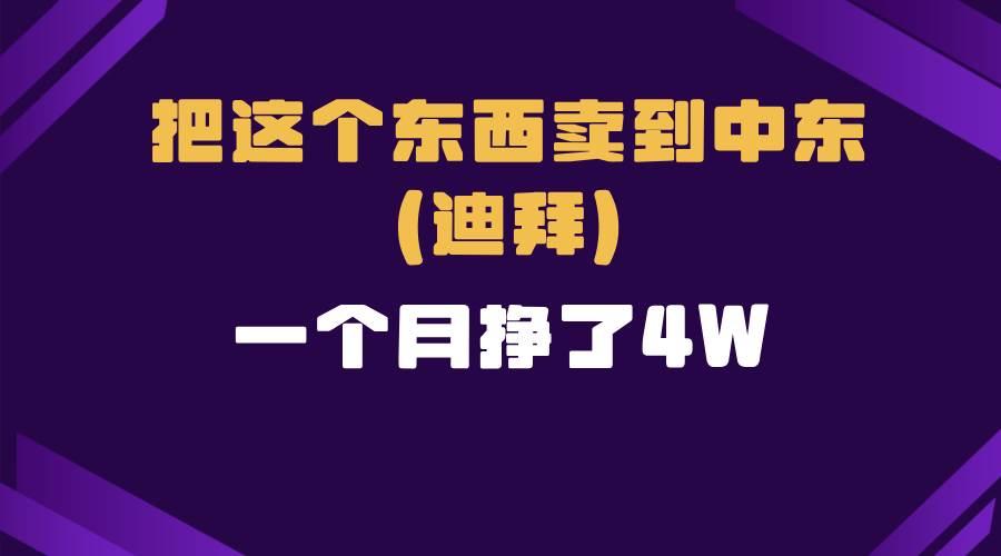 （13740期）跨境电商一个人在家把货卖到迪拜，暴力项目拆解-他山创业网