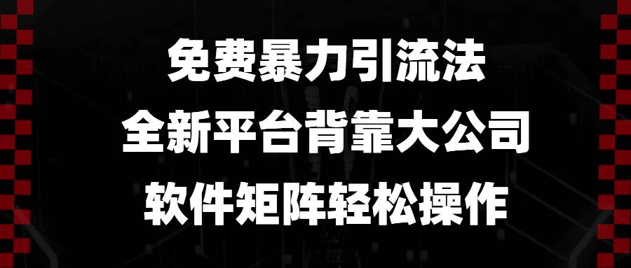 （13745期）免费暴力引流法，全新平台，背靠大公司，软件矩阵轻松操作-他山创业网
