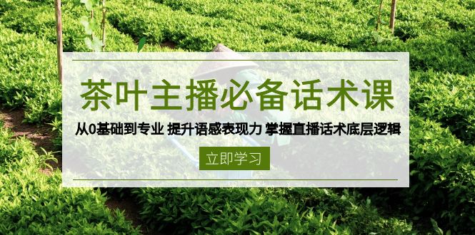 茶叶 主播必备话术课 从0基础到专业 提升语感表现力 掌握直播话术底层逻辑-他山创业网